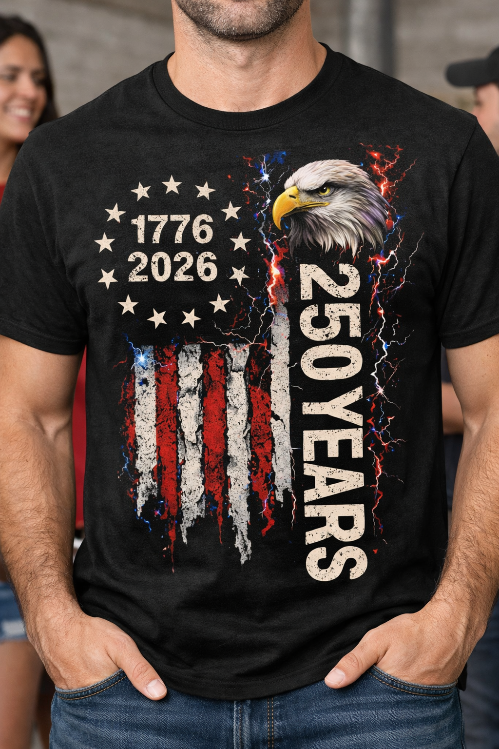 250 Years Freedom Distressed Eagle from 2 Sisters Tanks, Teez & More