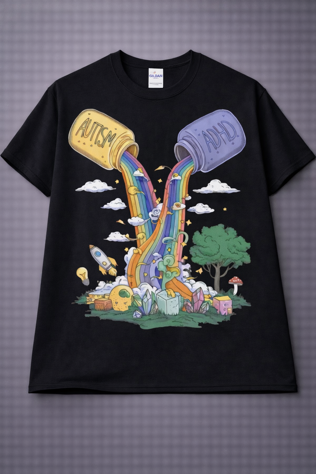 Autism ADHD Rainbow Mind from 2 Sisters Tanks, Teez & More