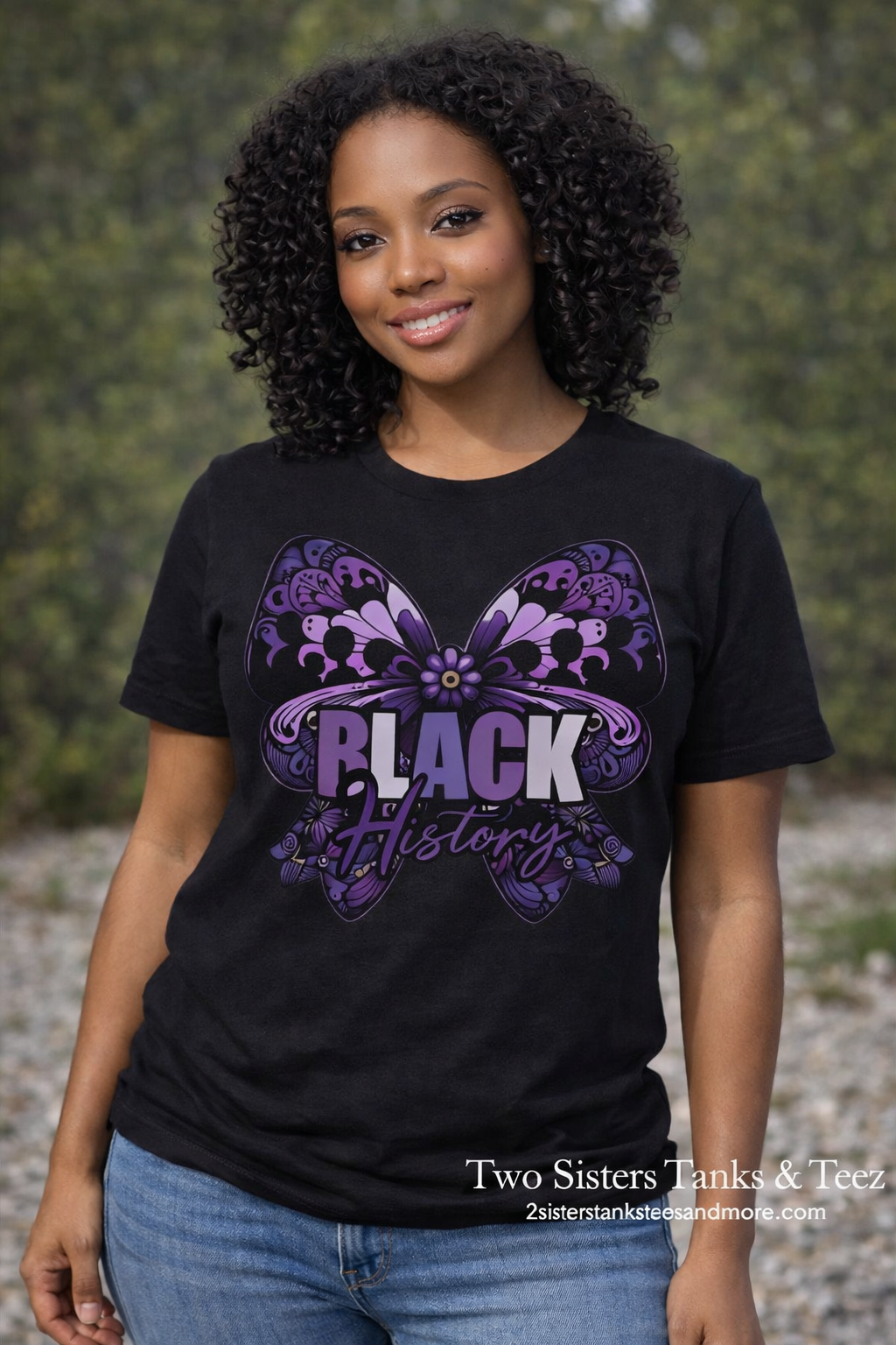 Black History Butterfly Tee Purple Edition from 2 Sisters Tanks, Teez & More