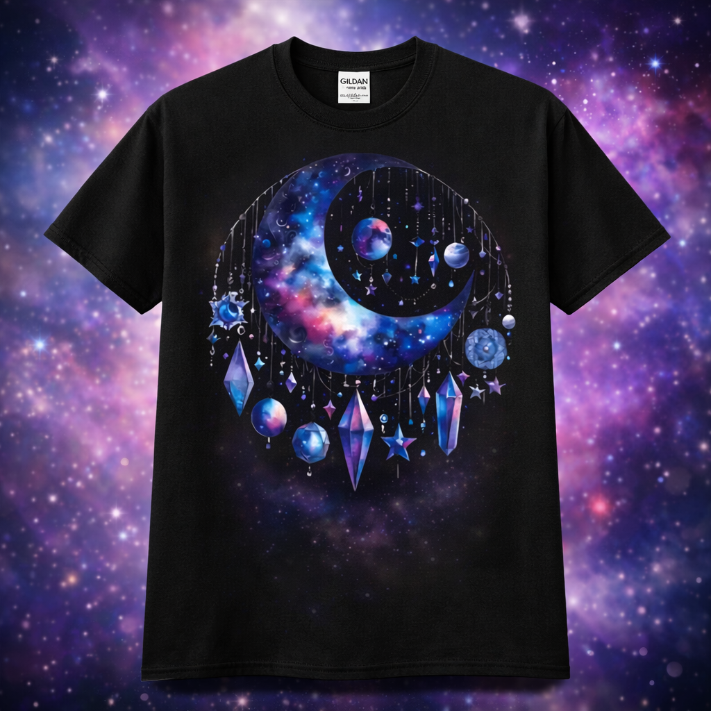 Cosmic Crystal Moon from 2 Sisters Tanks, Teez & More