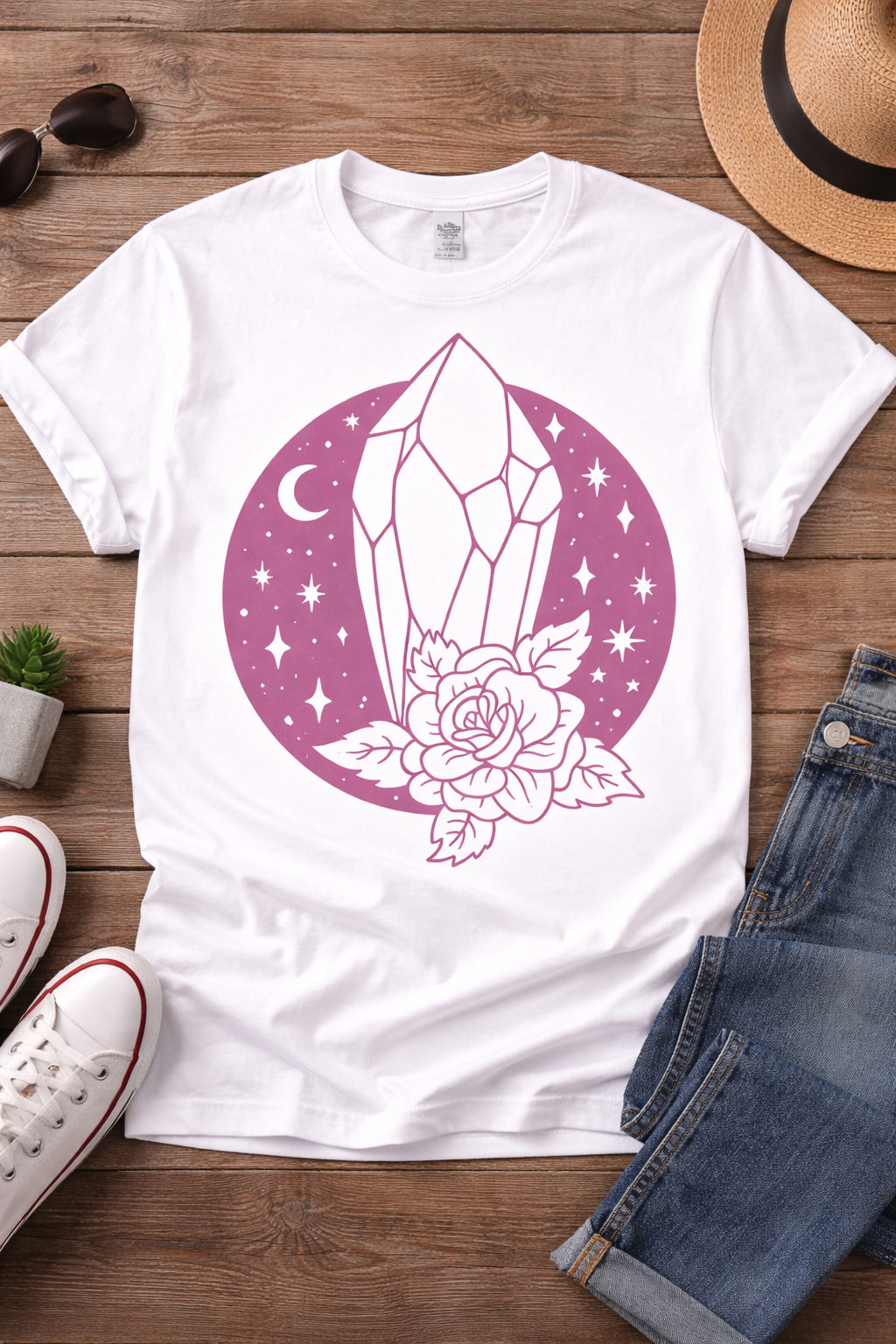 Crystal Rose Moon from 2 Sisters Tanks, Teez & More