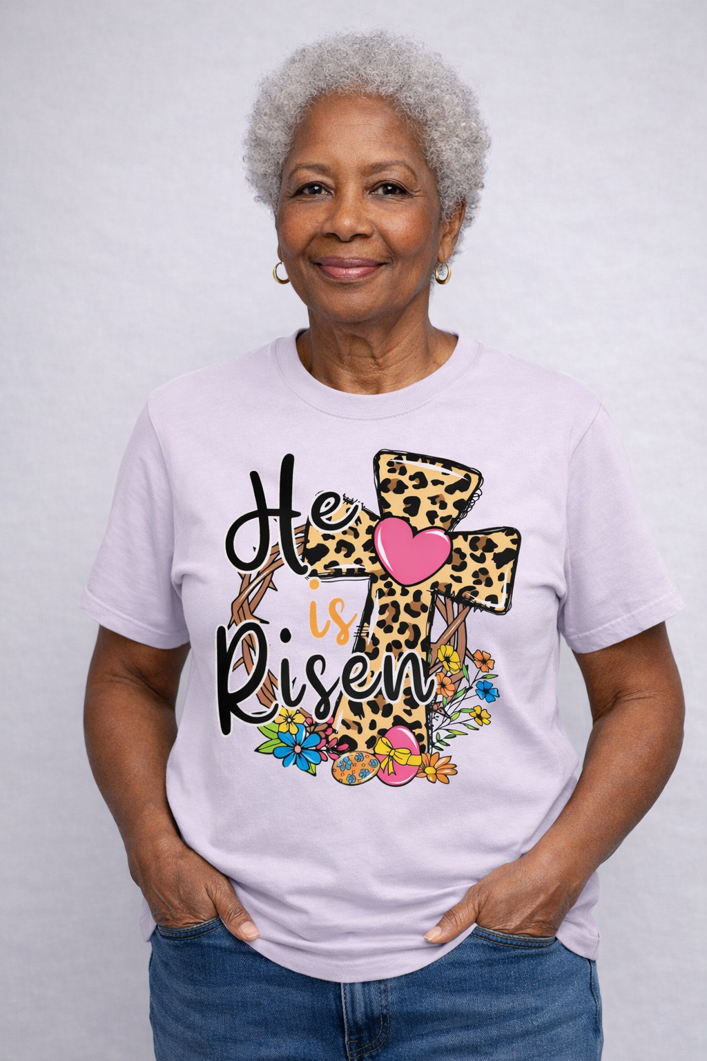 He Is Risen Leopard Cross from 2 Sisters Tanks, Teez & More