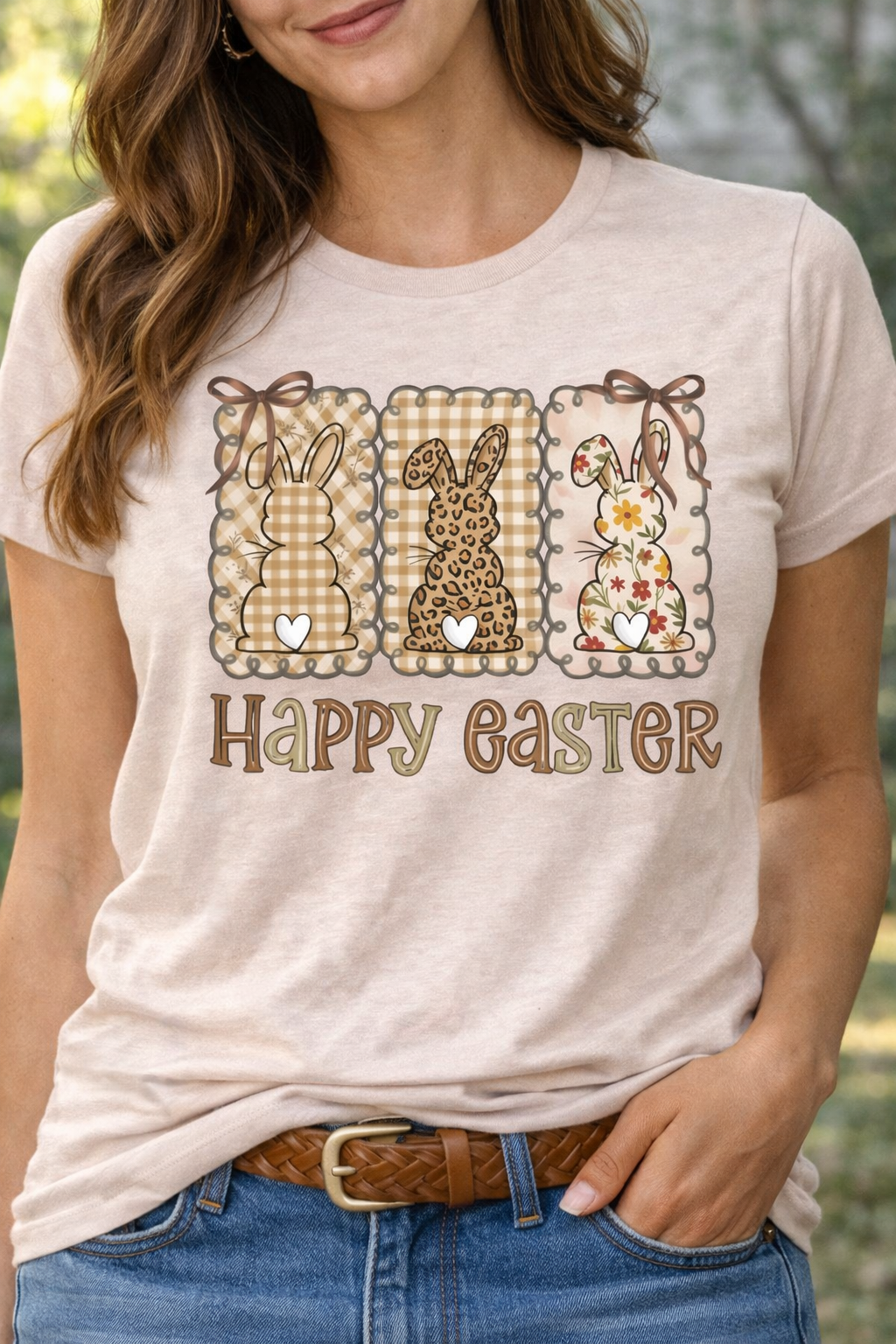 Neutral Bunny Patch Happy Easter from 2 Sisters Tanks, Teez & More