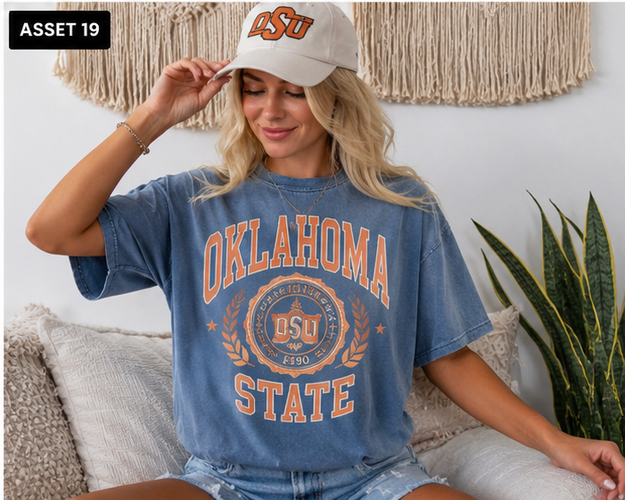 Oklahoma State Vintage Crest from 2 Sisters Tanks, Teez & More