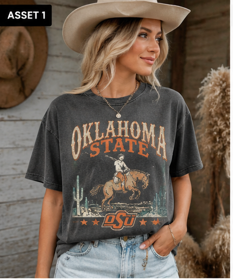 Oklahoma State Vintage Western Cowboy Tee from 2 Sisters Tanks, Teez & More