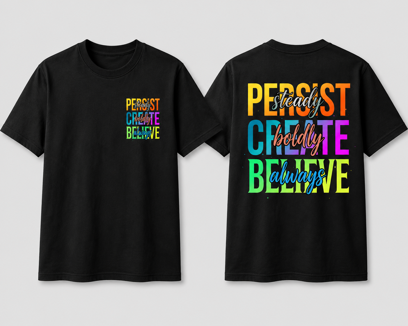 Persist Create Believe Unisex Inspirational Graphic T-Shirt from 2 Sisters Tanks, Teez & More