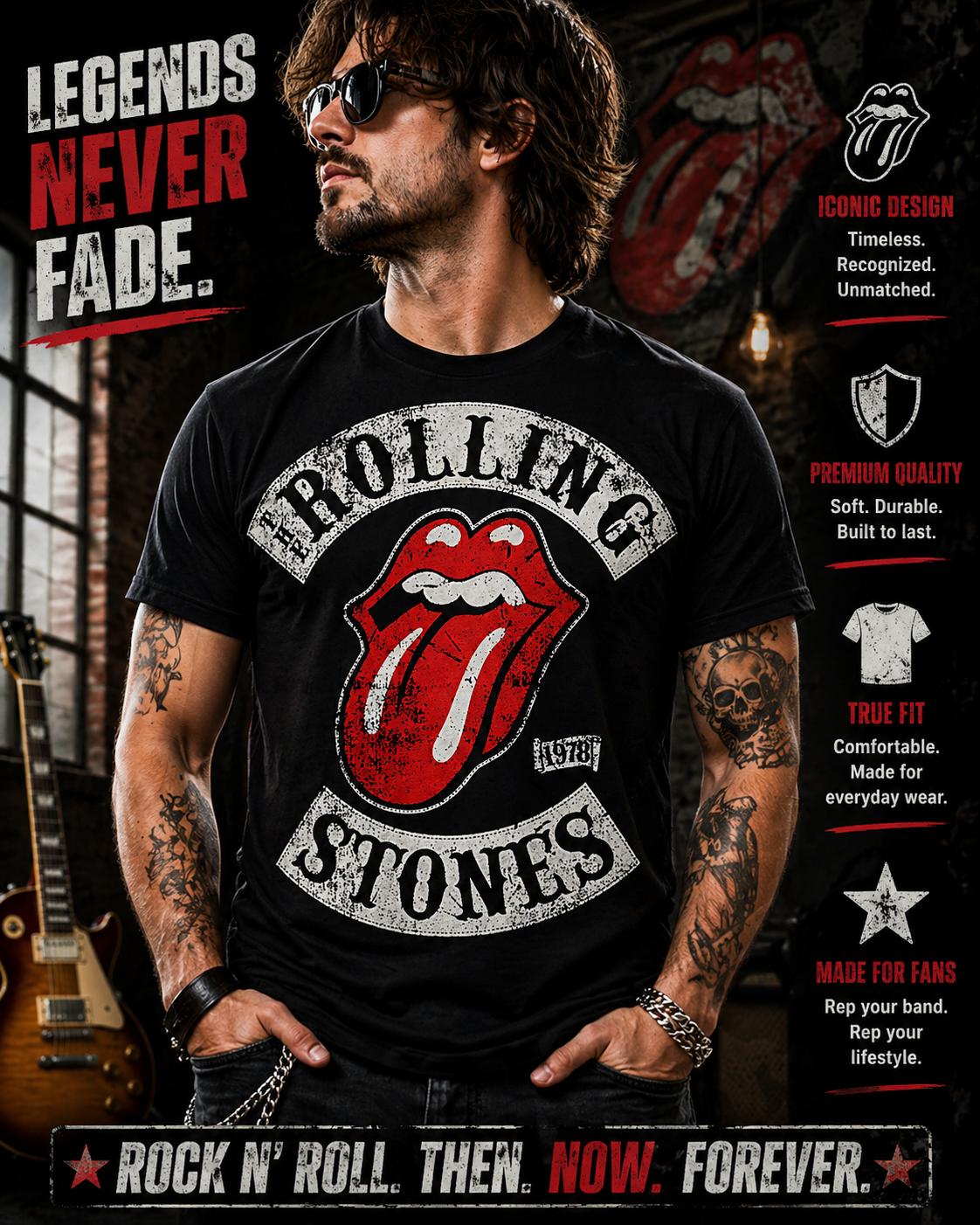 Rock Forever Vintage Tongue from 2 Sisters Tanks, Teez & More
