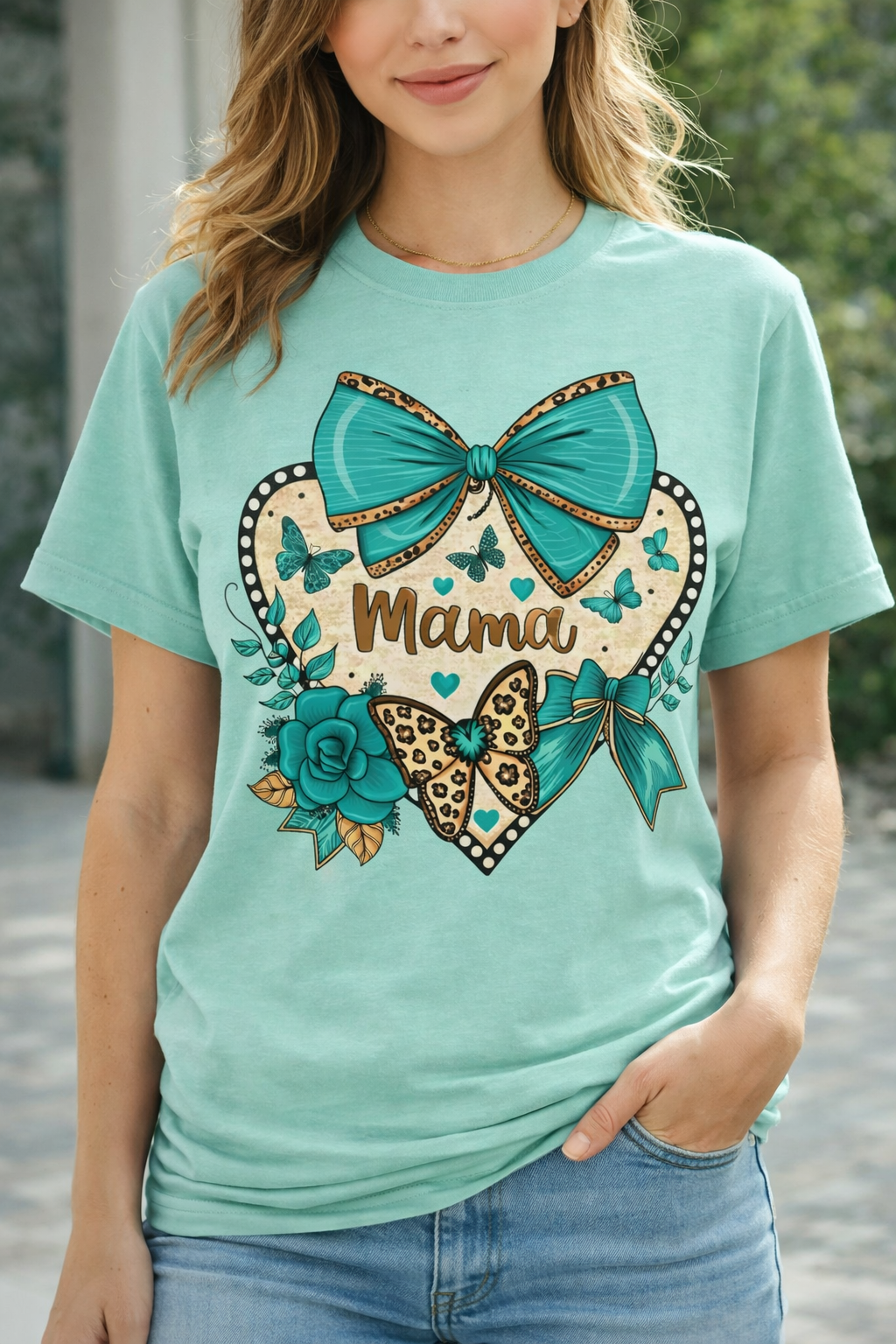 Teal Leopard Heart from 2 Sisters Tanks, Teez & More