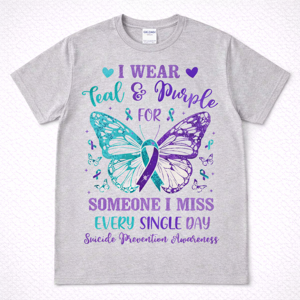 Teal Purple Remembrance Butterfly from 2 Sisters Tanks, Teez & More
