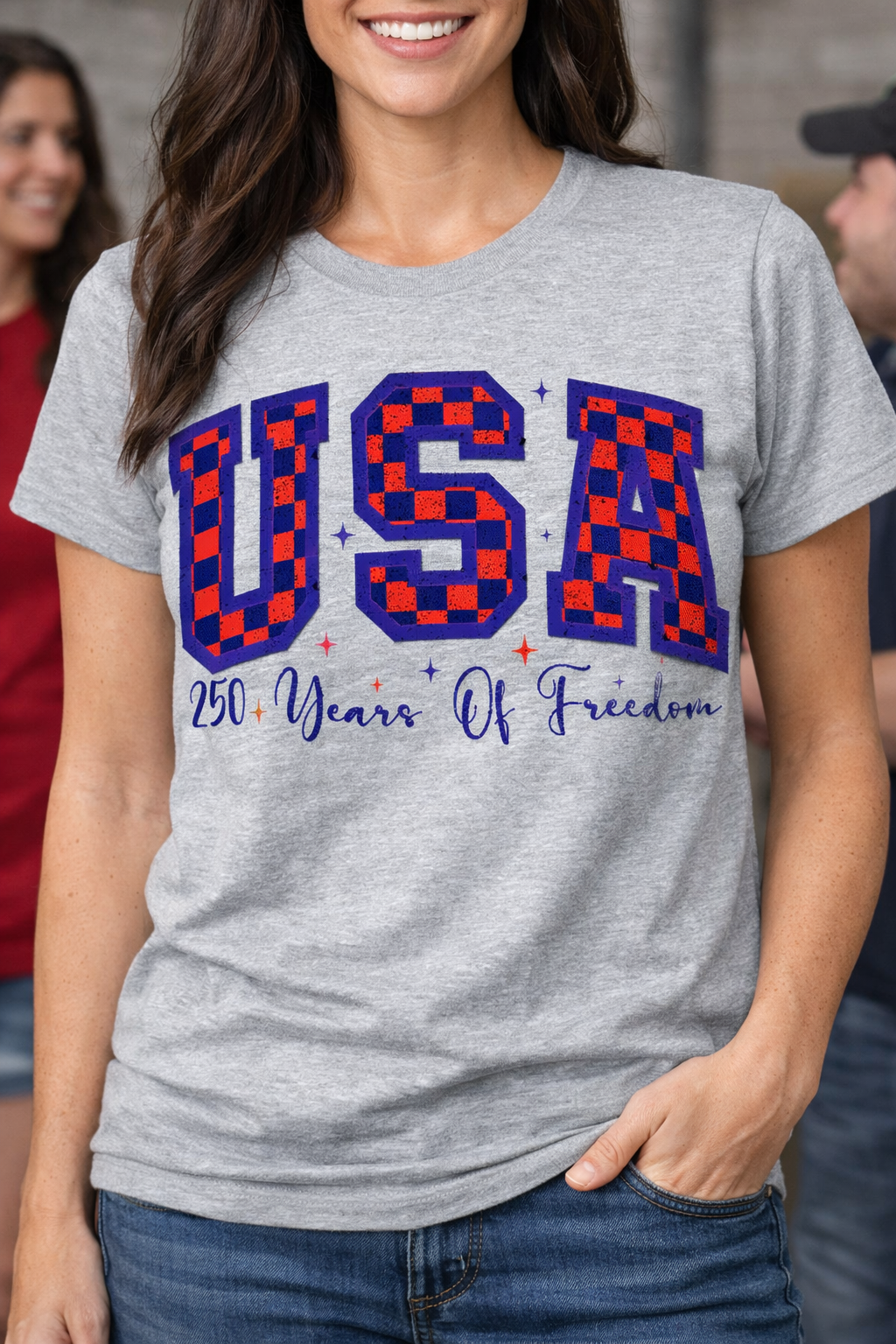 USA Checkered 250 Years Of Freedom from 2 Sisters Tanks, Teez & More