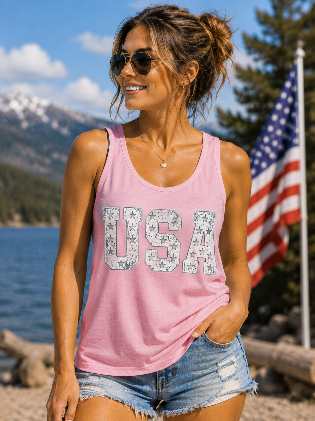 USA Floral from 2 Sisters Tanks, Teez & More